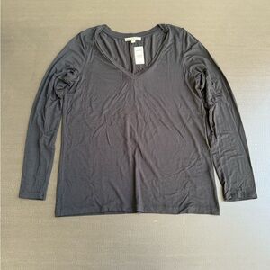 Express Fitted Gray Long Sleeve Top